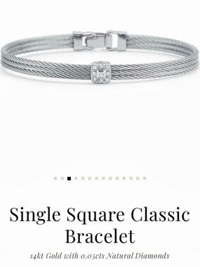 ALOR Single Square Classic Bracelet 14K Gold Diamond Silver